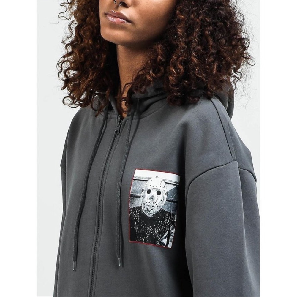 Dumbgood Friday the 13th Graphic Grey Zip Hoodie Jason Horror You’re All Doomed